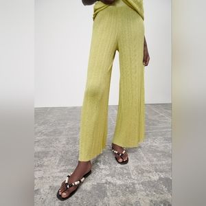 Zara Lime Green Wide-Leg Pants